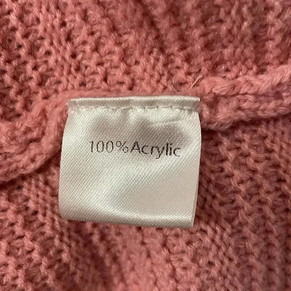 Halife Women’s Large Pink Acrylic Knit Button Up Cardigan Sweater - Picture 7 of 8